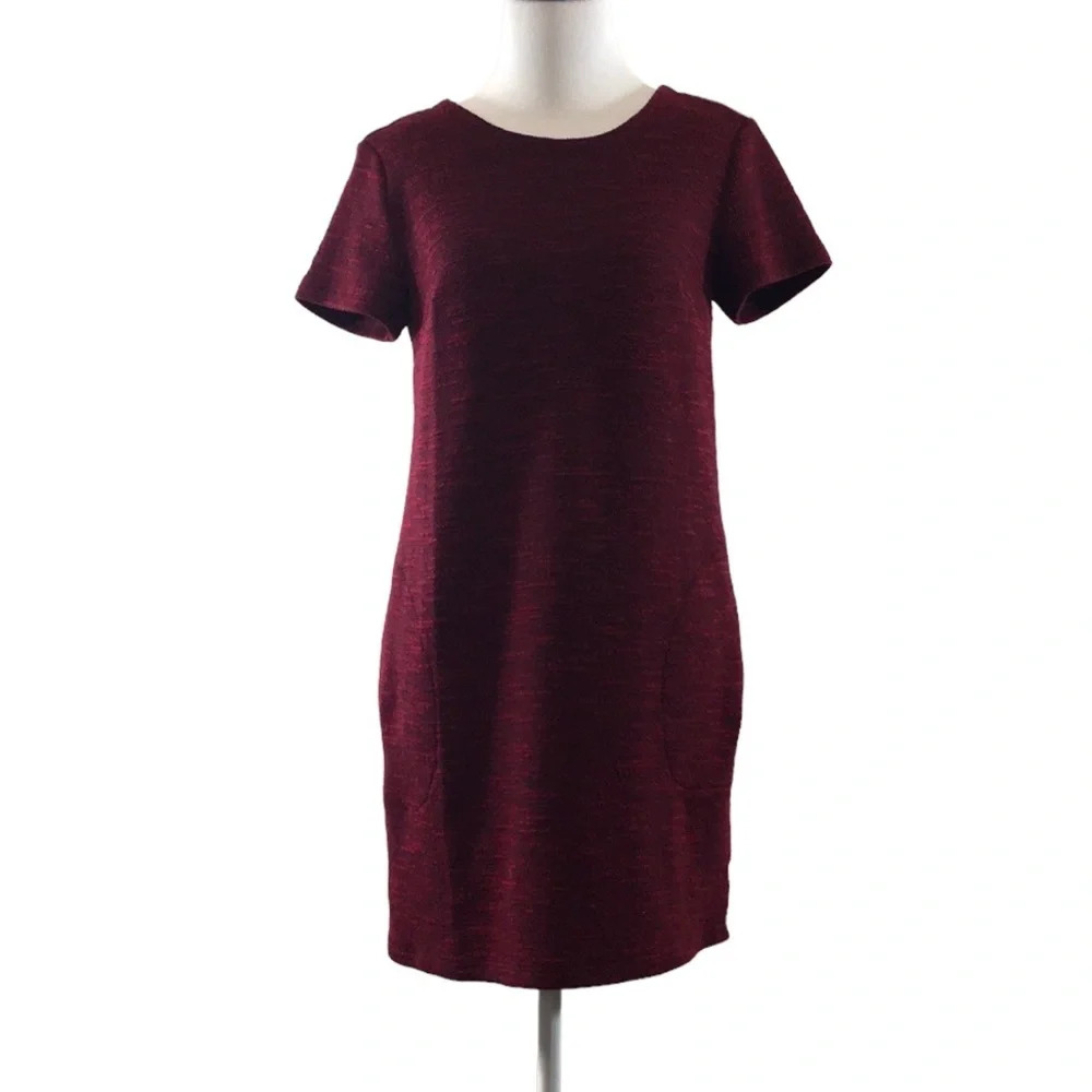 LOFT Red Knit Mini‎ Sweater Dress Womens 4 Short Sleeve Tie Back Shift